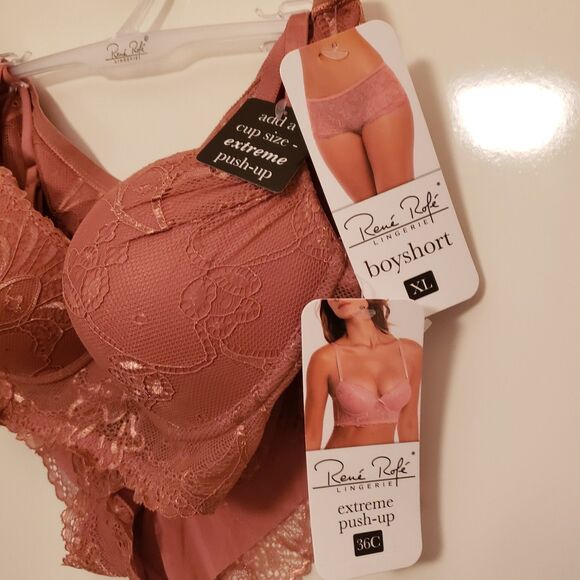 Rene Rofe Women’s Extreme Push-Up Lace Lingerie Bikini Set Brown Sz 36C NWT - Picture 8 of 11